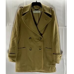 SEE BY CHLOE Women's Tan Double Breast Two-Button Notch Lapel Wool Coat SZ 2